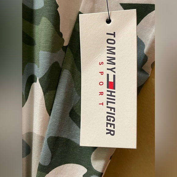 TOMMY HILFIGER CAMO-DRESS SLEEVELESS HALTER KNEE LENGTH GREEN COLOR SIZE LARGE - Picture 13 of 13